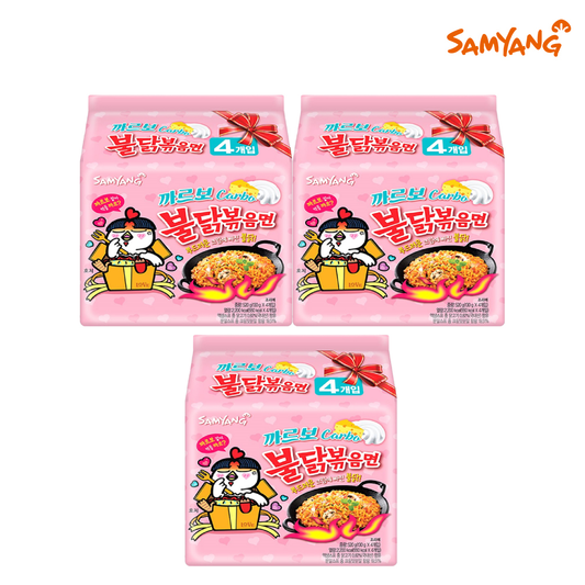 ثلاث صناديق كل صندوق به اربع حبات | (SET) Samyang Foods - Cream Carbo Buldak Stir-fried Noodles 520g x 3 Bags