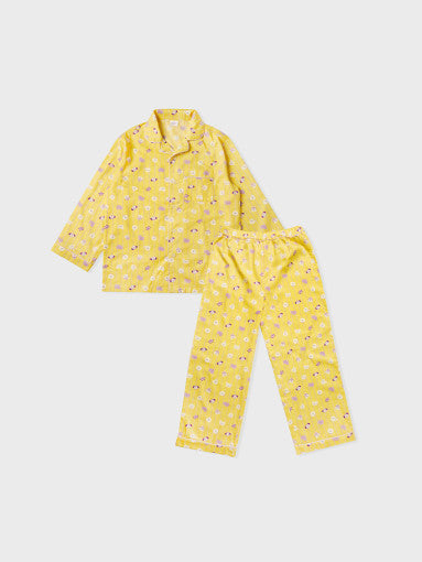 (SET) BT21 Line Friends New Basic Yellow Stripe Pajama Set (M - L)