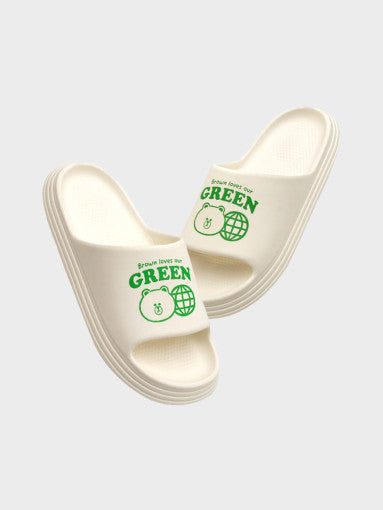 (ONE) KAKAO FRIENDS - Gunjong Brown On Green Eco Like EVA Slippers (230-270mm)