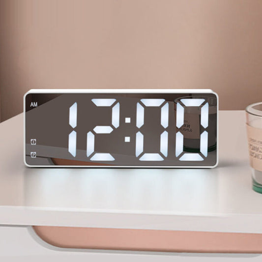 (ONE) Mirror Modern Big Font Digital LED Desk Alarm Clock Snooze Brightness Control