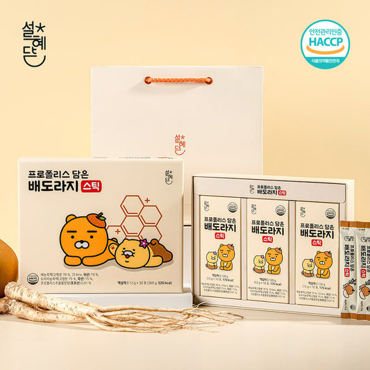 (ONE) KAKAO FRIENDS Seol Hye-dam Propolis Pear Doraj Stick 12g x 30 packets + shopping bag [Health Gift]