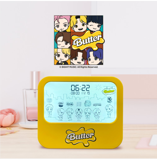 (ONE) BTS _ Tiny Tan Butter Noiseless LED Desk Clock Alarm Clock Mood Light Recording Function