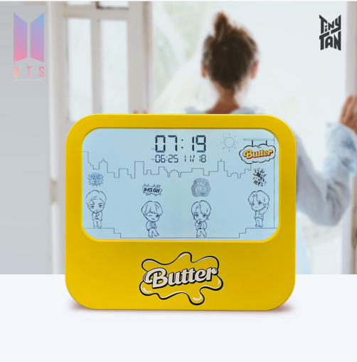 (ONE) BTS _ Tiny Tan Butter Noiseless LED Desk Clock Alarm Clock Mood Light Recording Function