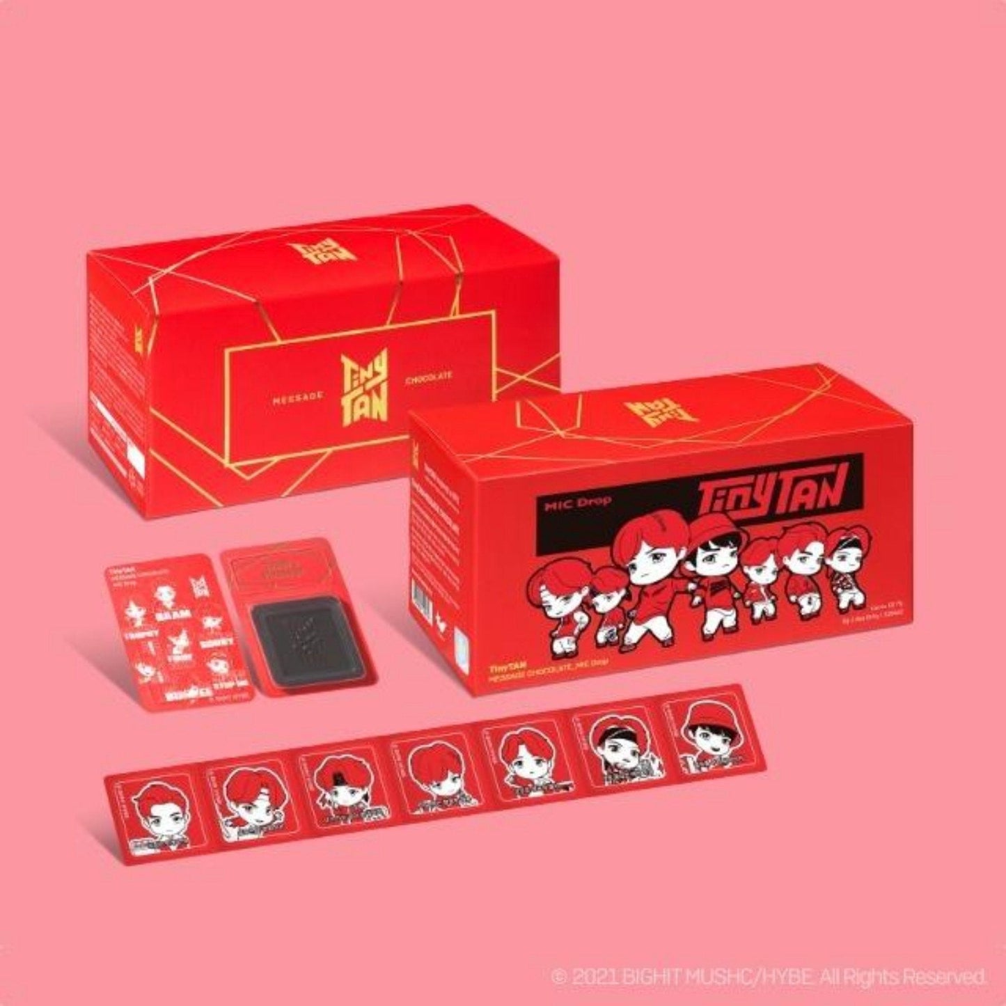 تيني تان - شوكلاته حمراء مع مسجات وفوتوكارد مختلفه  | (ONE) BTS - Tinytan Message Chocolate 8pcs - Red MIC Drop
