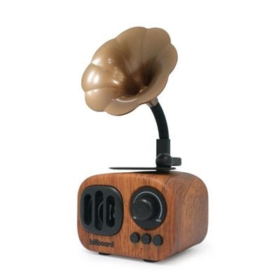 (One)  Billboard  -  Retro Horn All in One Bluetooth Speaker RT-02 راديو تشغيل 10 ساعات اتصال لاسلكي ذاكرة فتحه بطاقه تصميمين سماعه بلوتوث بتصميم ريتو  من خشب طبيعي كوري ملمس 