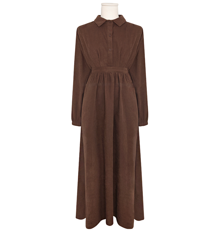 دريس نوعية باردة لمجموعة الخريف | (ONE) [DRESS] Berdi Peach Strap Collar Dress
