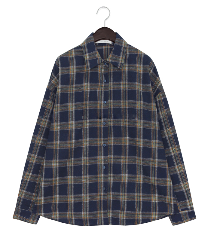 قميص خريفي جميل لمجموعة الخريف | (ONE) [SHIRT] Vintage Loose Fit Checkered Shirt
